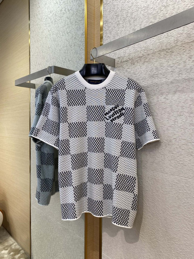 Checkered Knit T-Shirt