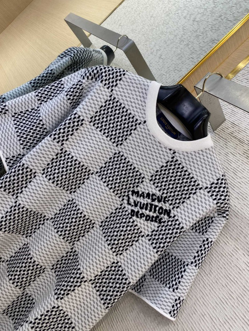 Checkered Knit T-Shirt