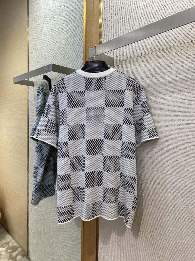 Checkered Knit T-Shirt