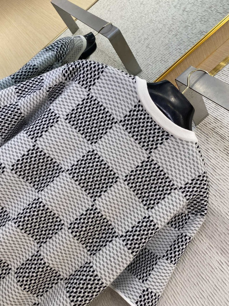 Checkered Knit T-Shirt