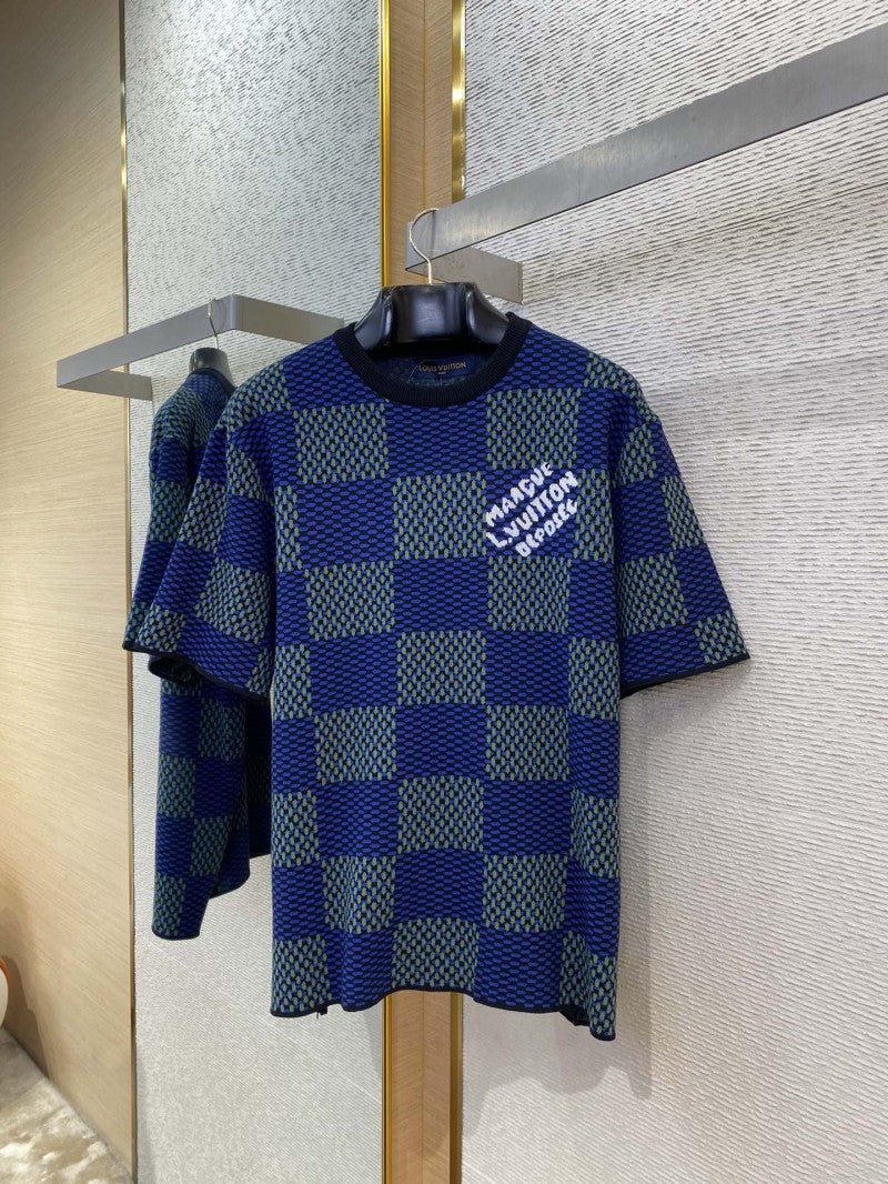 Checkered Knit T-Shirt
