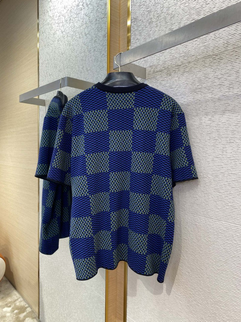 Checkered Knit T-Shirt