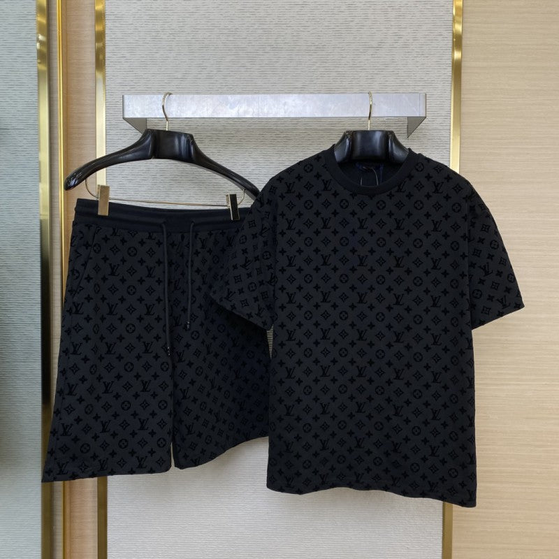 Full Print Flocked T-Shirt Black