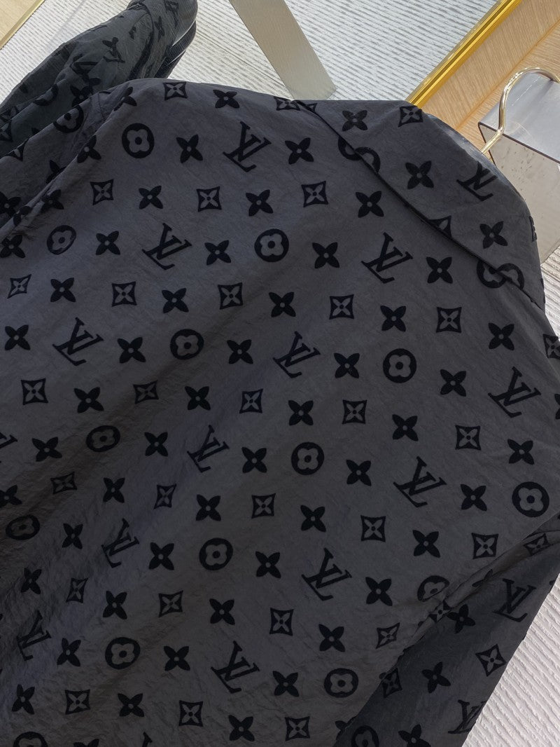 Full Print Flocked Polo Shirt Black