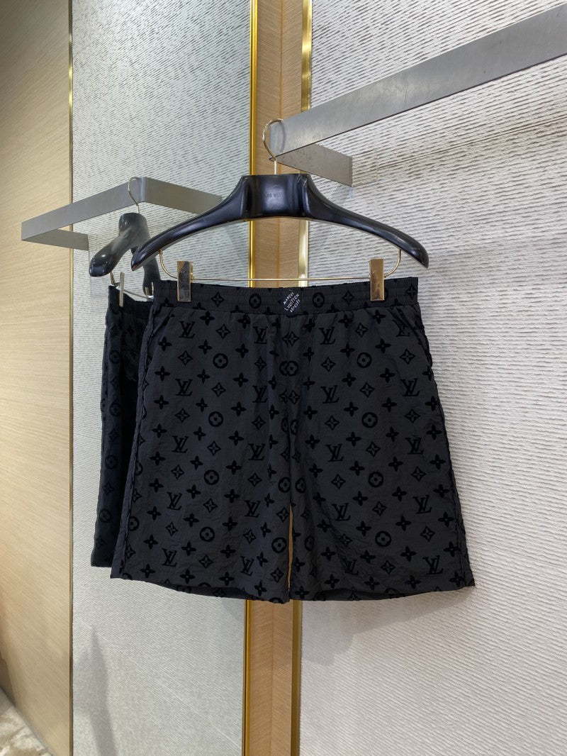 Full Print Flocked Shorts Black