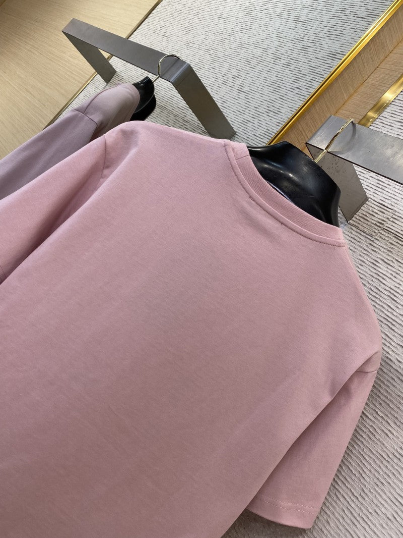 Rose Embroidery Pink T-Shirt