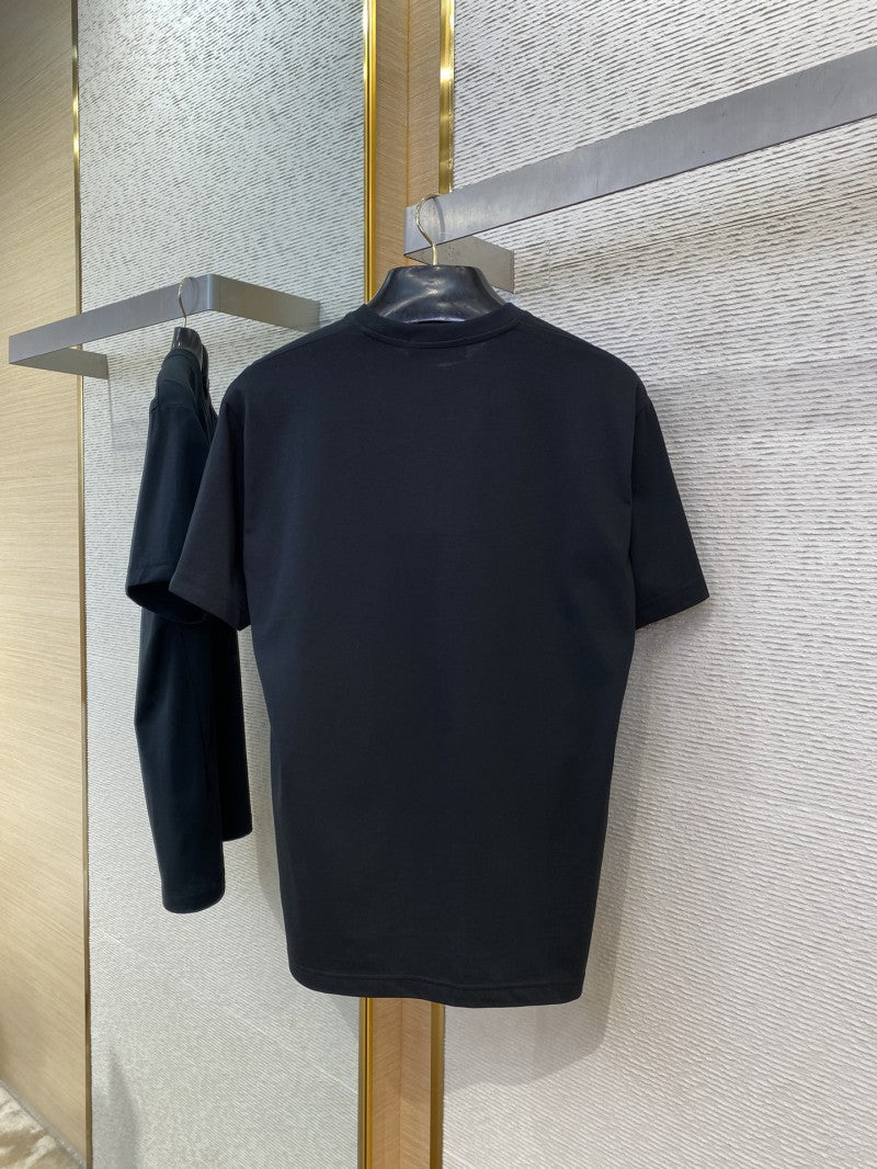 Green Rose 3D Embroidery T-Shirt Black