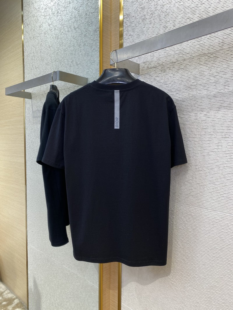 Reflective Letter Print T-Shirt Black