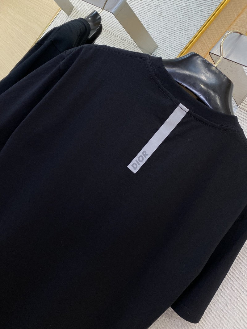 Reflective Letter Print T-Shirt Black