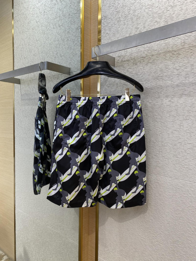 Surf Print Silk Shorts