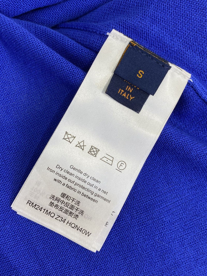 Jacquard Sleeve Knit T-Shirt Blue