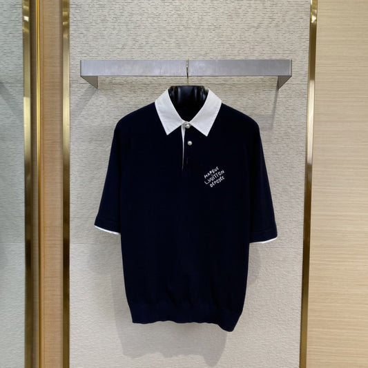 Embroidered Perl Button Polo Shirt