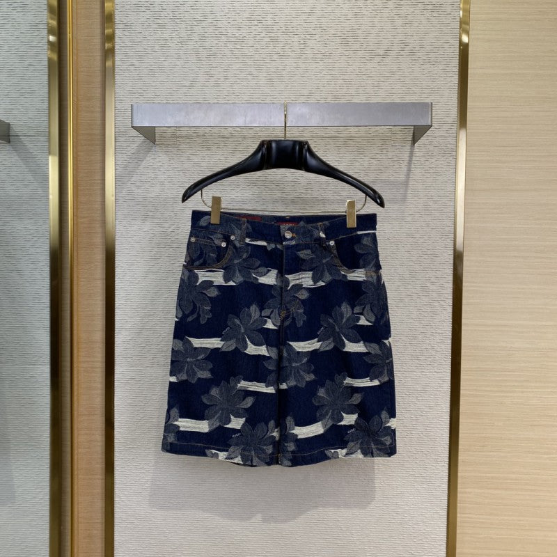 Jacquard Wash Denim Shorts