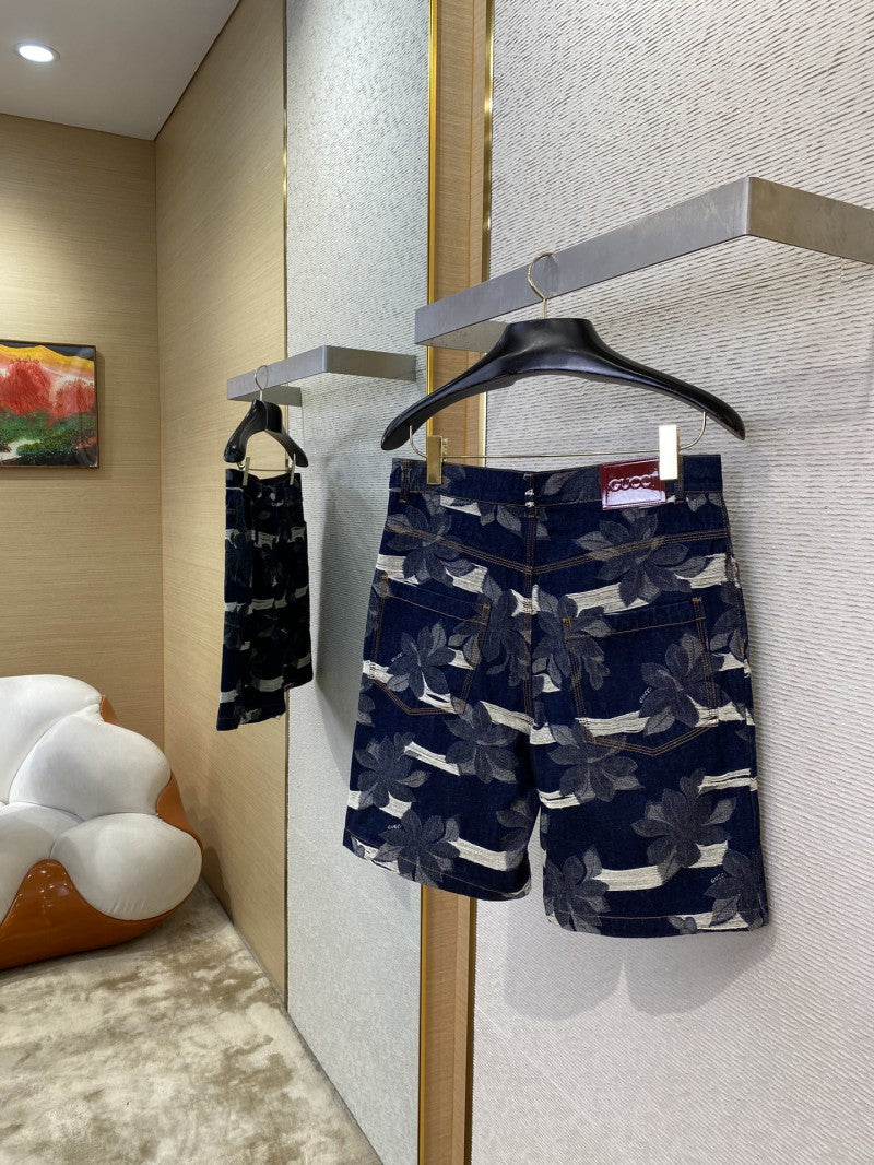 Jacquard Wash Denim Shorts