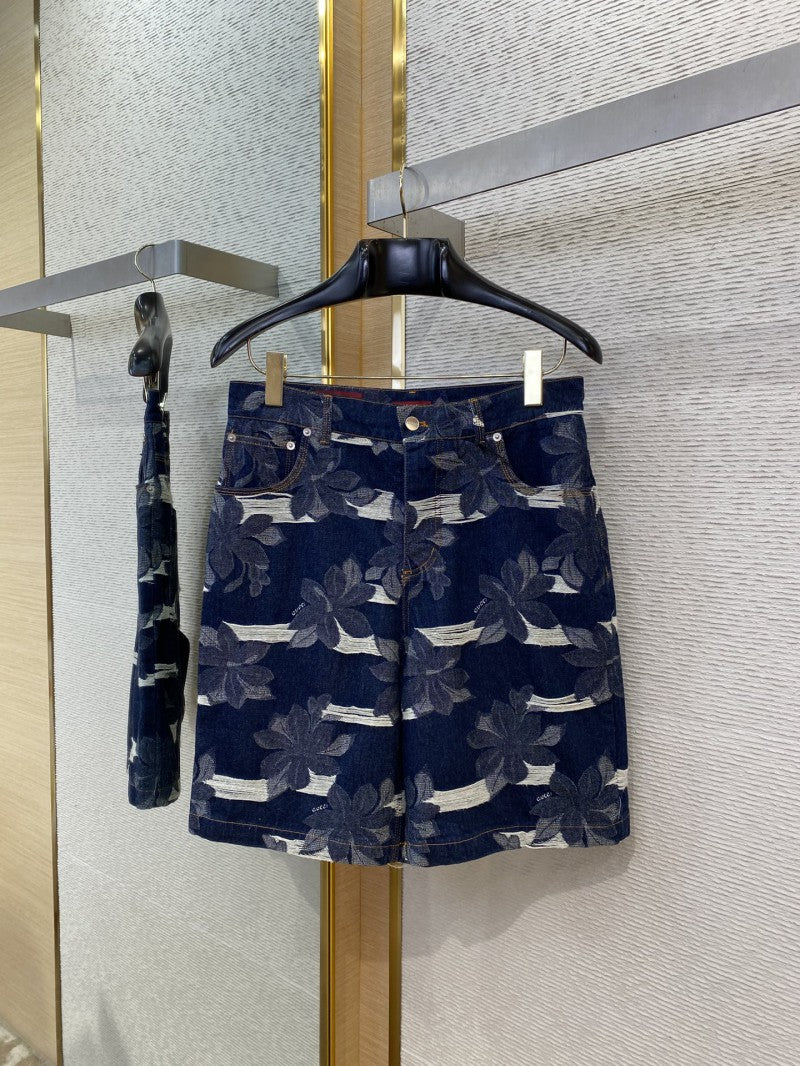 Jacquard Wash Denim Shorts