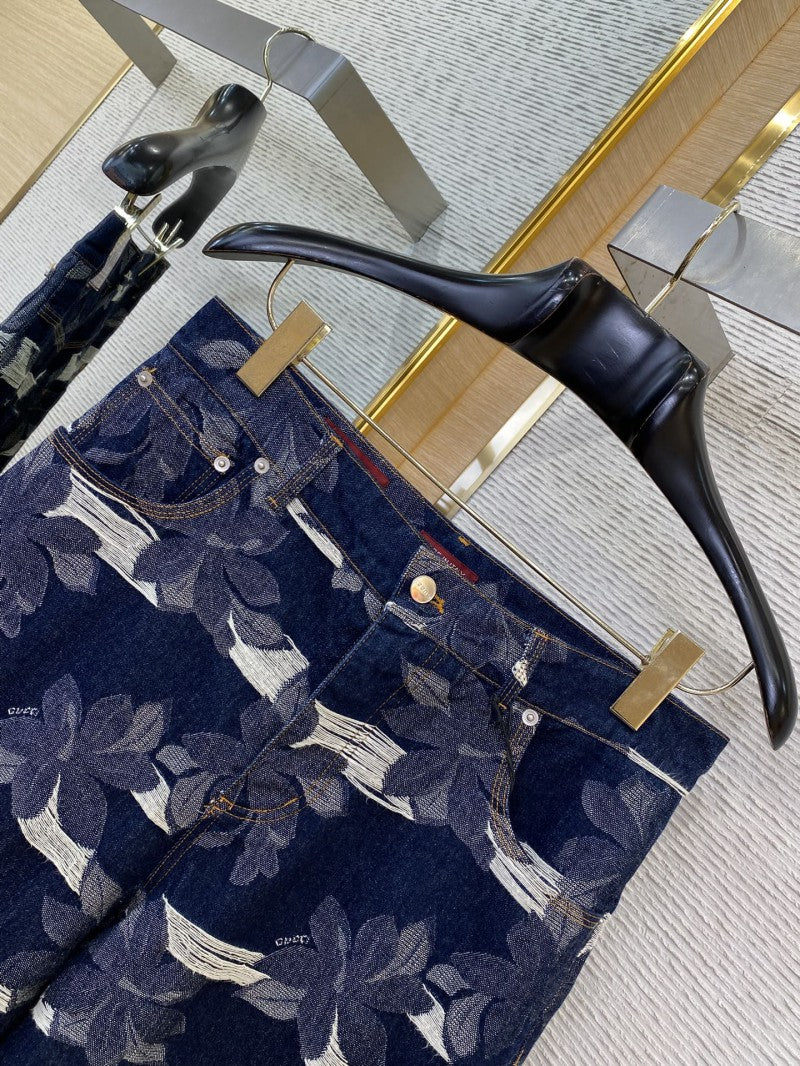 Jacquard Wash Denim Shorts
