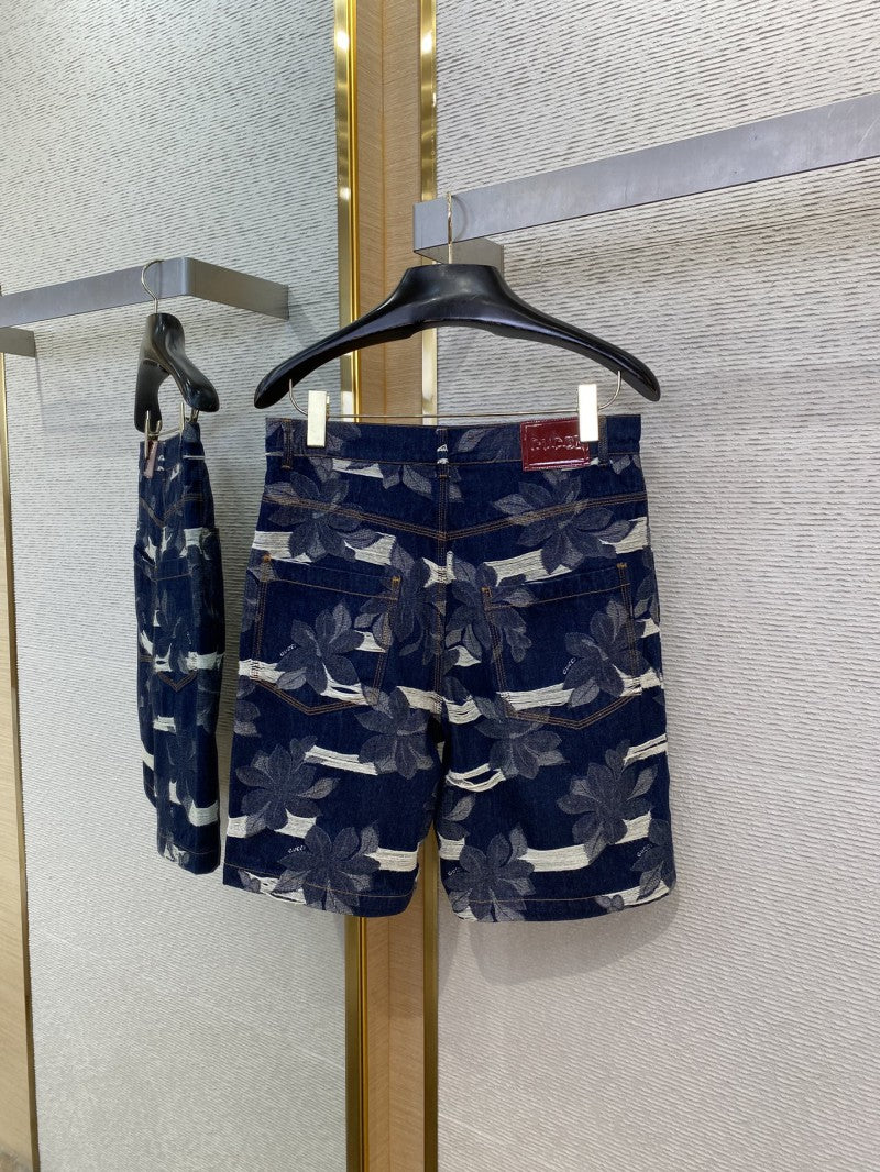 Jacquard Wash Denim Shorts
