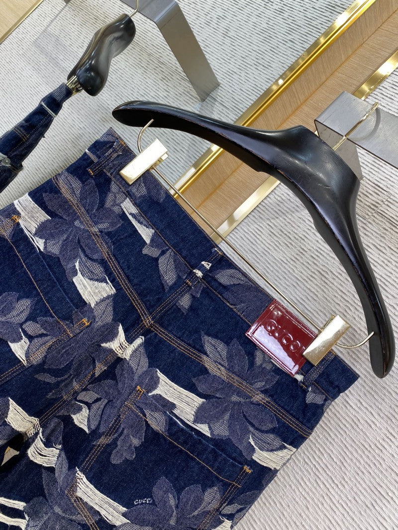 Jacquard Wash Denim Shorts