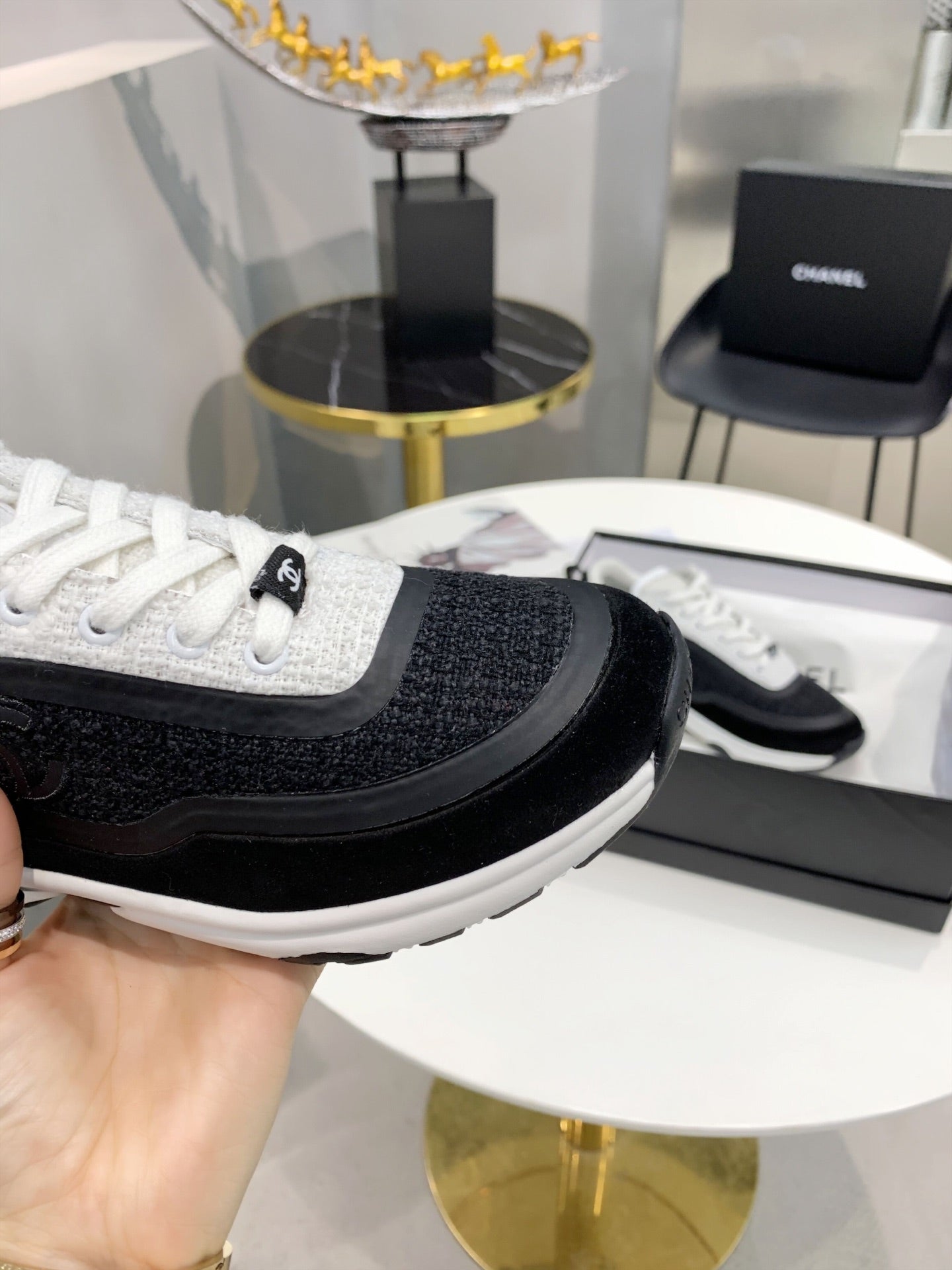 CC White Black & Grey Low Top Trainer