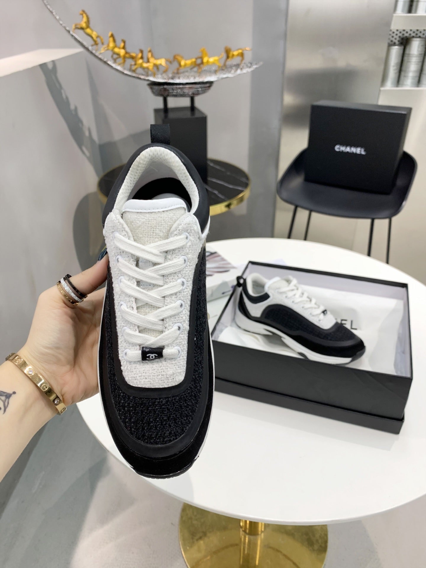 CC White Black & Grey Low Top Trainer
