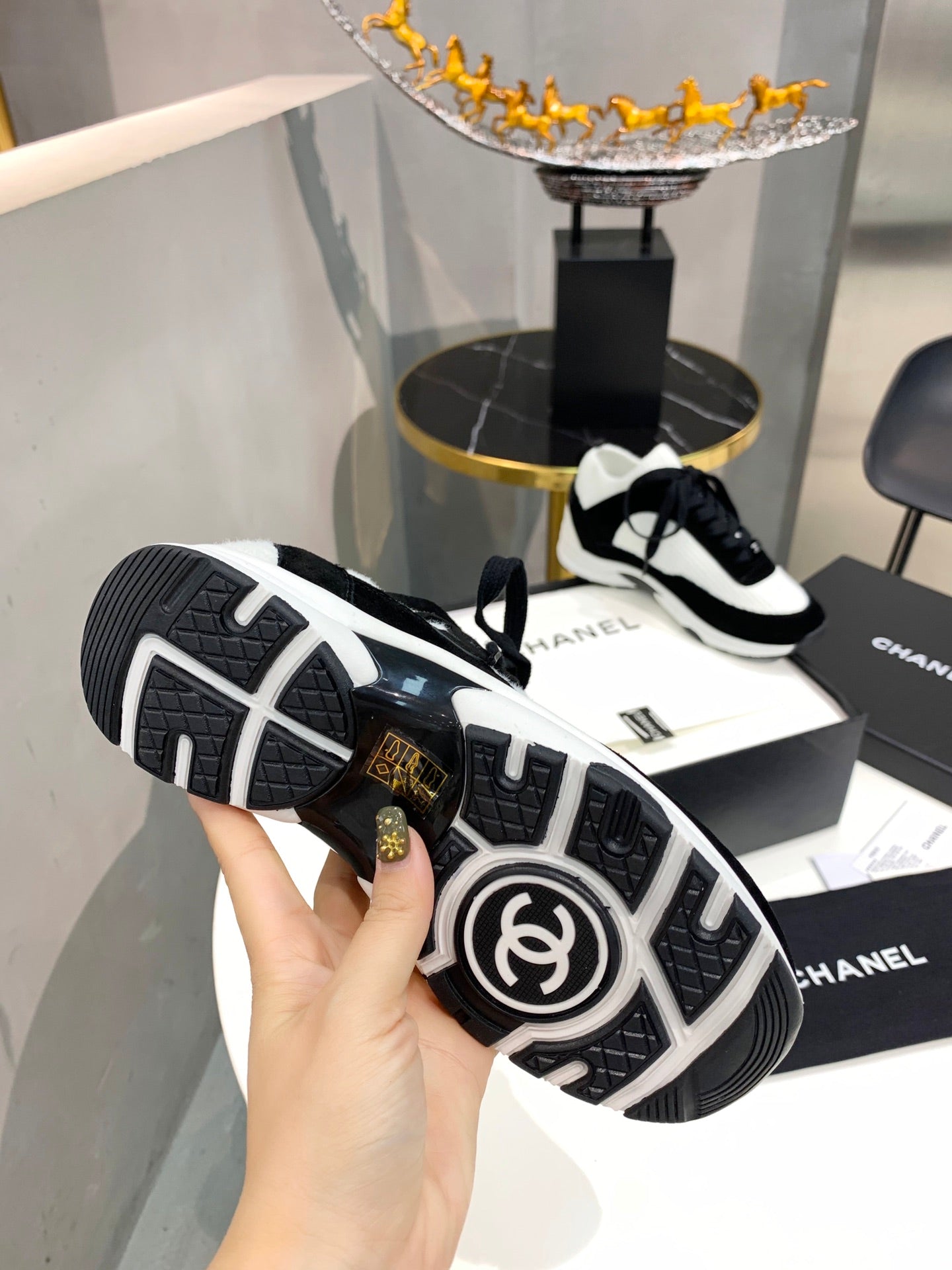 CC White & Black Low Top Trainer