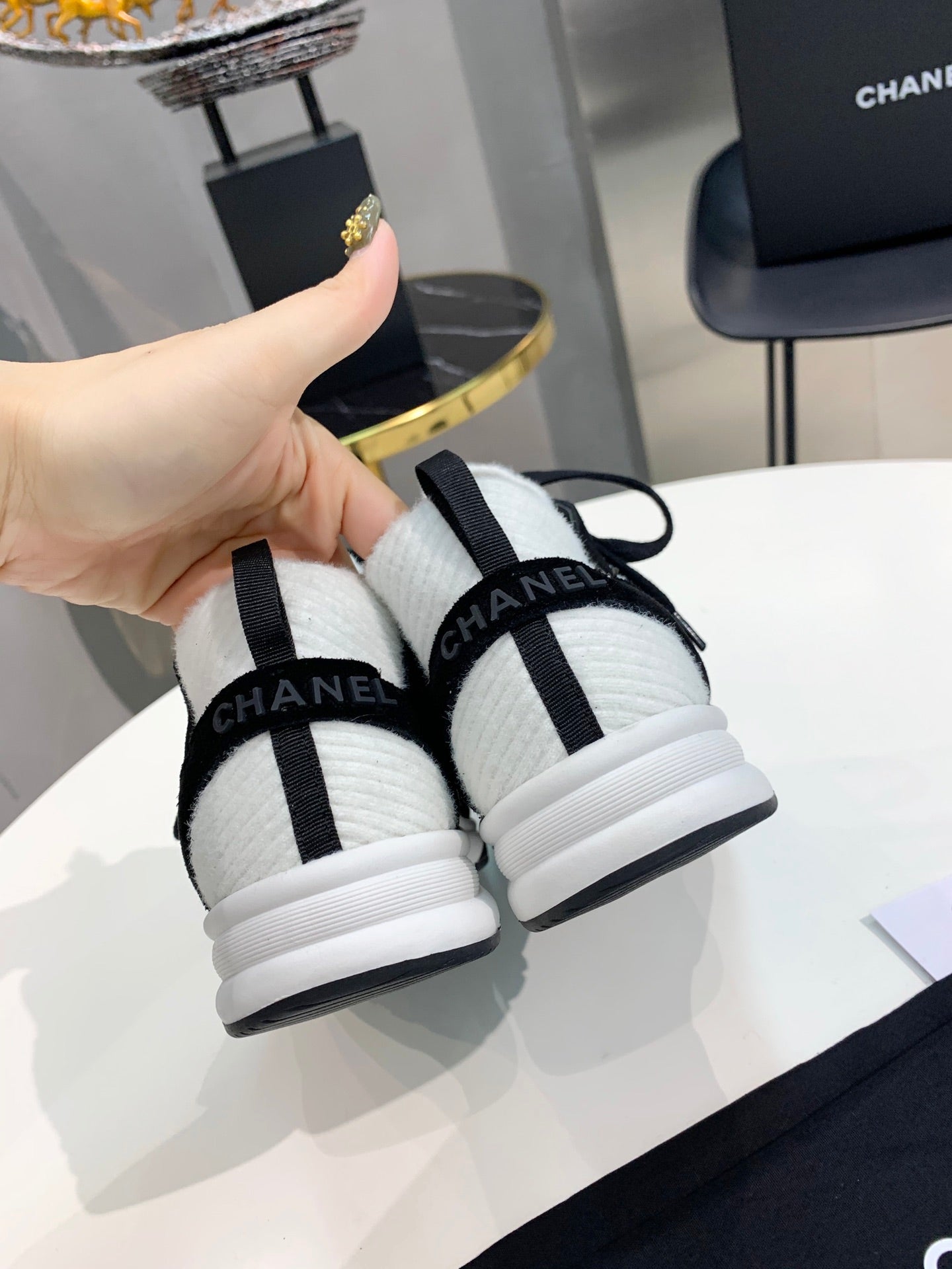 CC White & Black Low Top Trainer