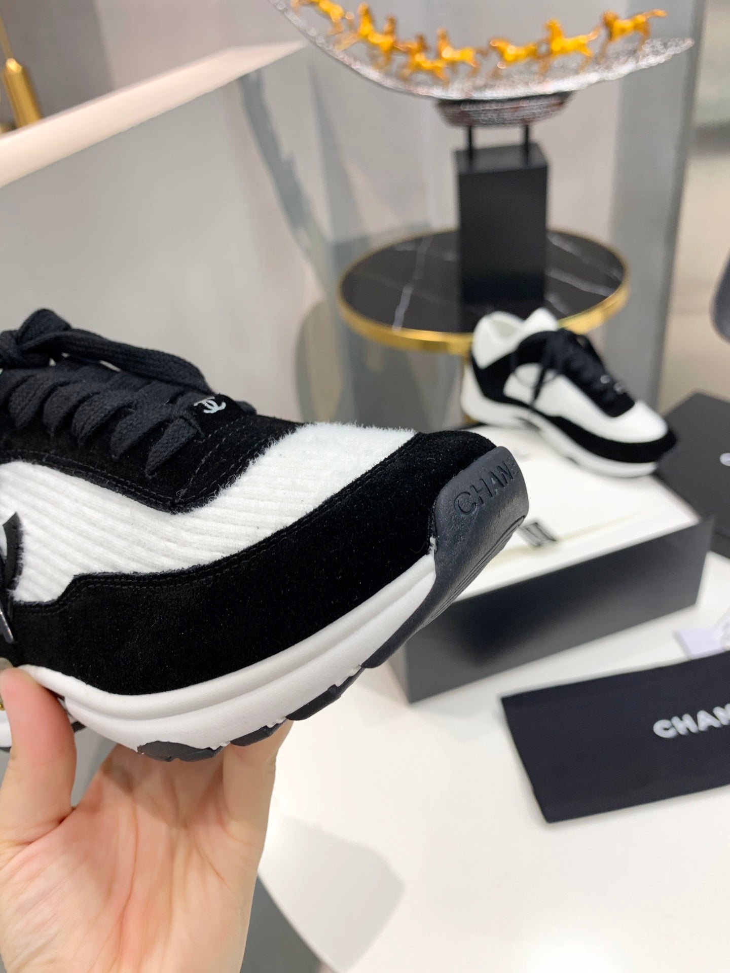 CC White & Black Low Top Trainer
