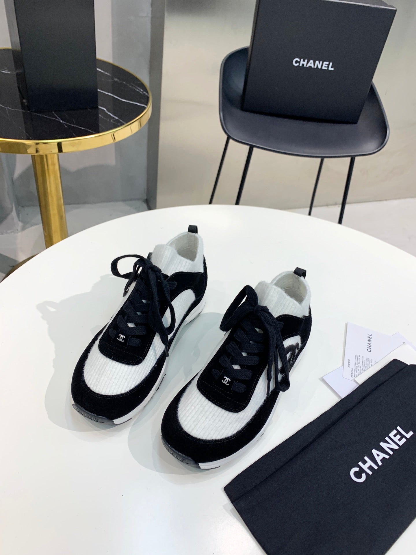 CC White & Black Low Top Trainer
