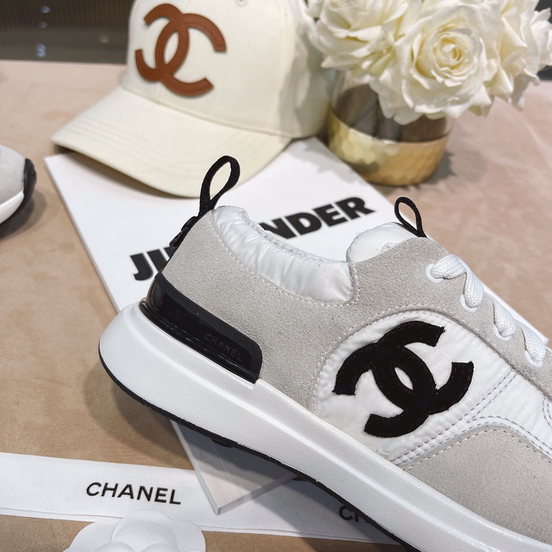 CC White & Grey Low Top Trainer (Black Logo)