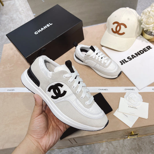 CC White & Grey Low Top Trainer (Black Logo)