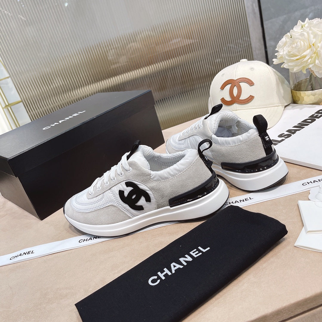 CC White & Grey Low Top Trainer (Black Logo)