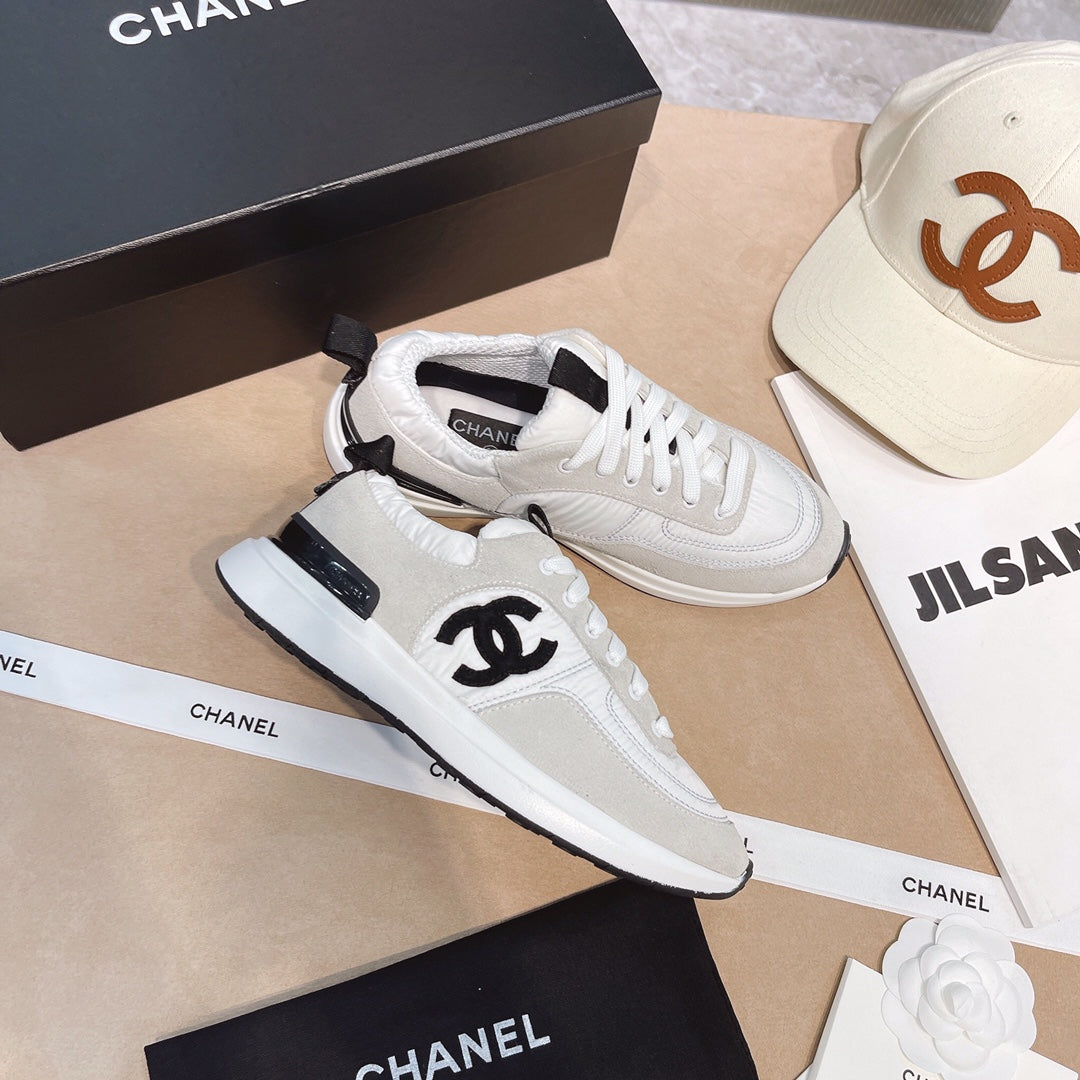 CC White & Grey Low Top Trainer (Black Logo)