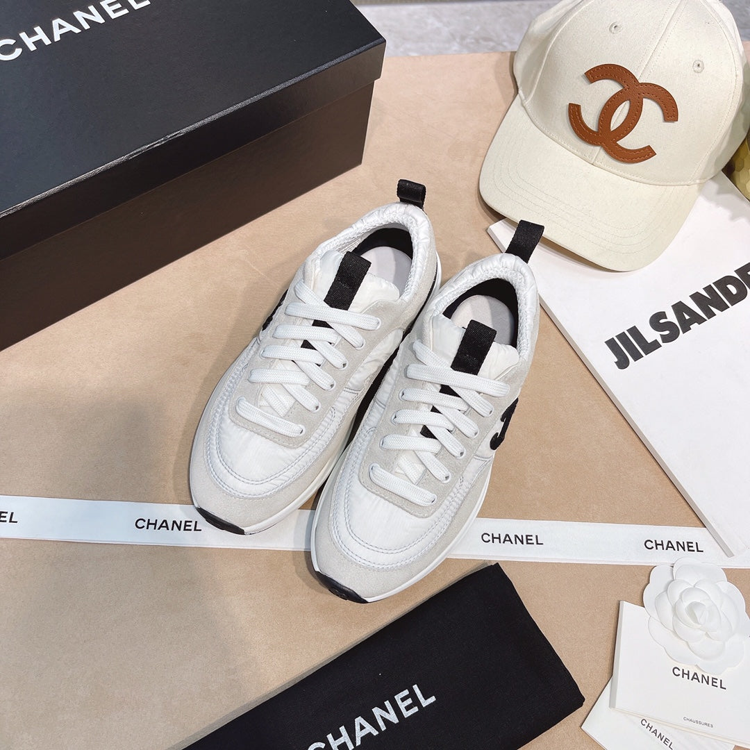 CC White & Grey Low Top Trainer (Black Logo)