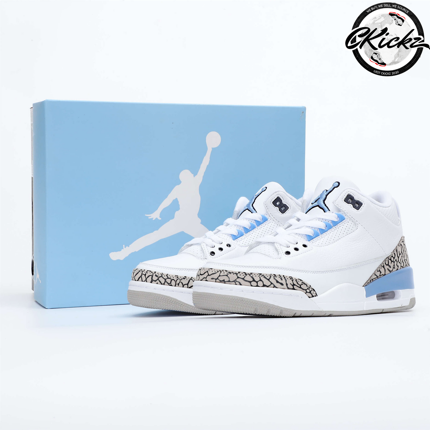 J3 Retro White & Blue Elephant Print