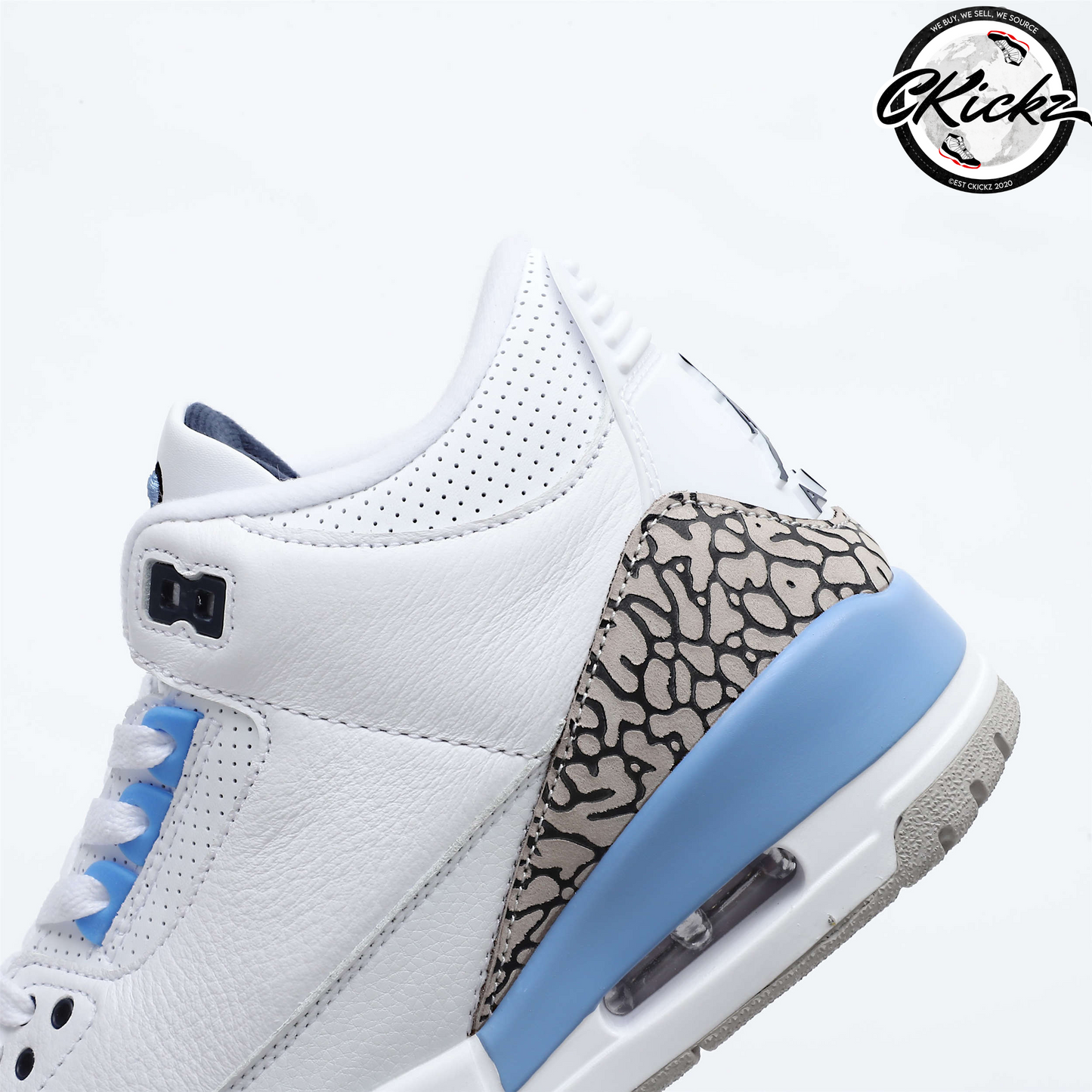 J3 Retro White & Blue Elephant Print