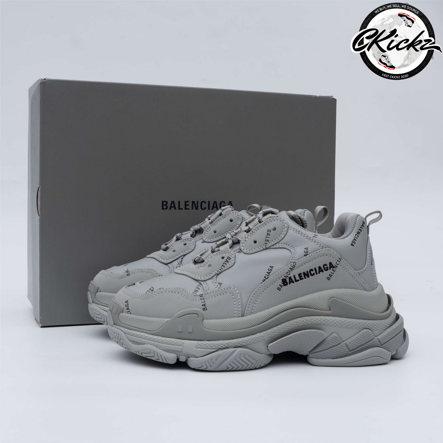 Balenci Triple S Logo Gray