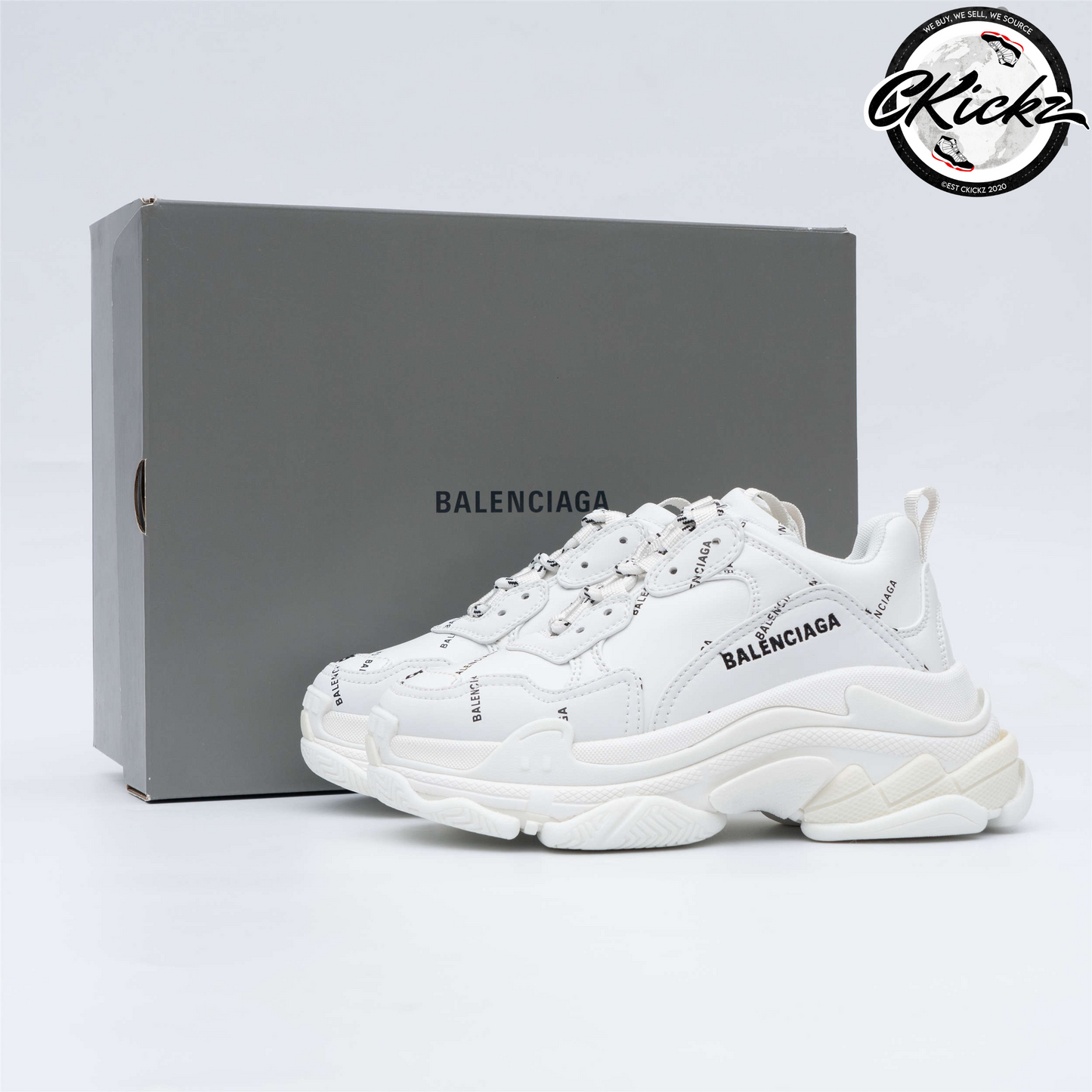 Balenci Triple S Allover Logo White
