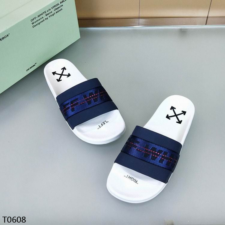 Off-White Blue & White Slides