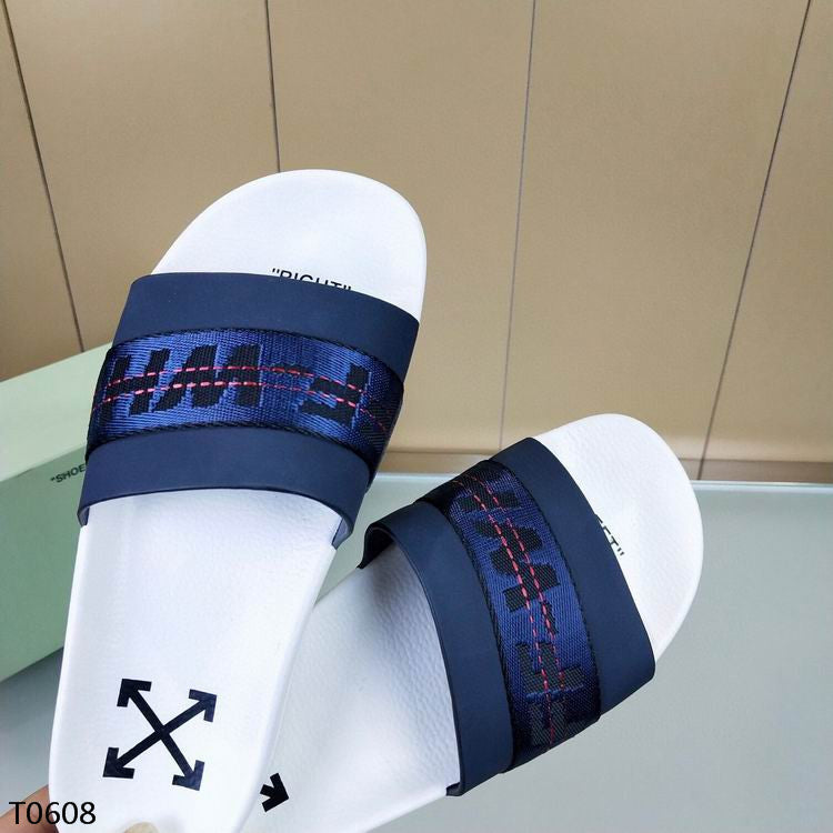 Off-White Blue & White Slides