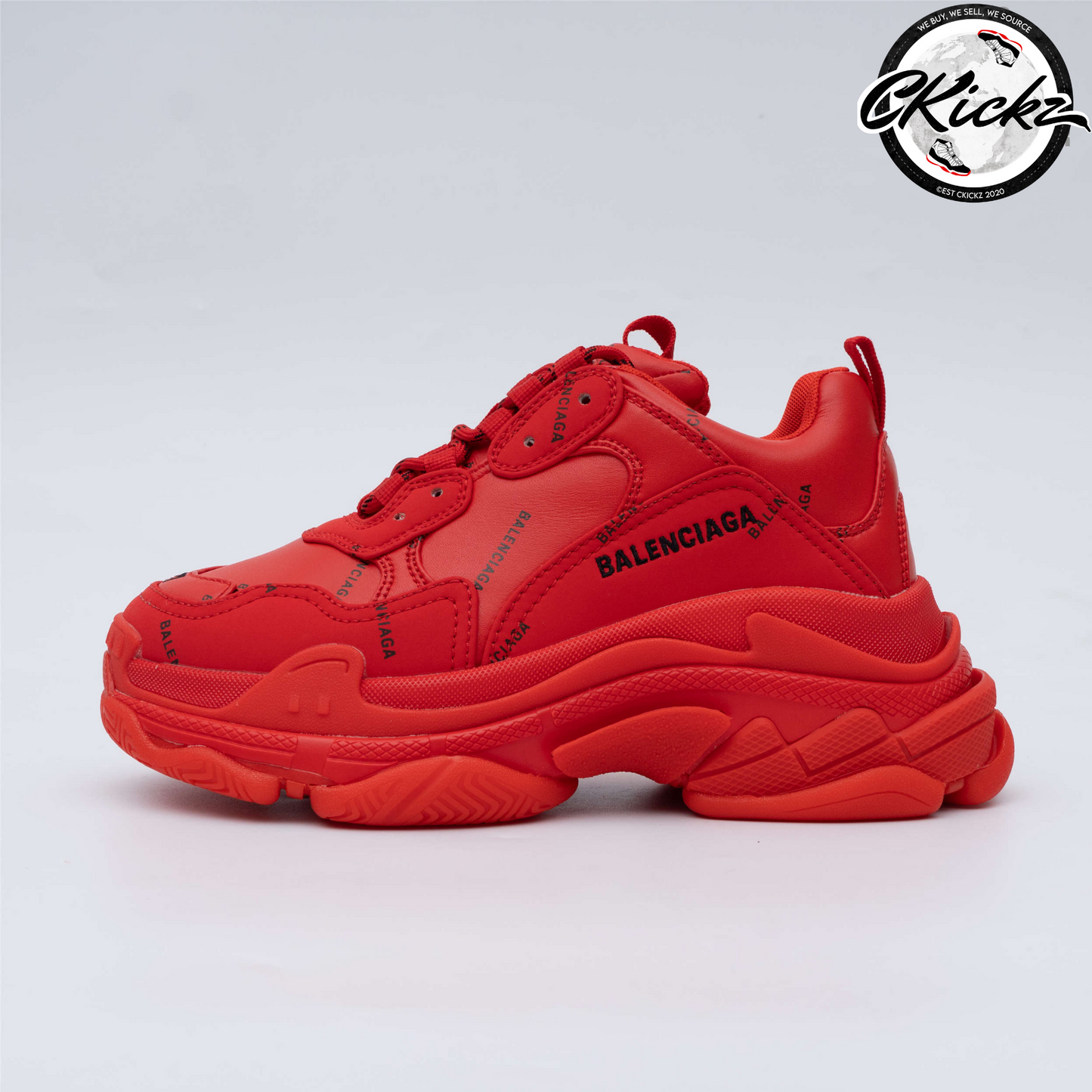 Balenci Triple S Allover Logo Red