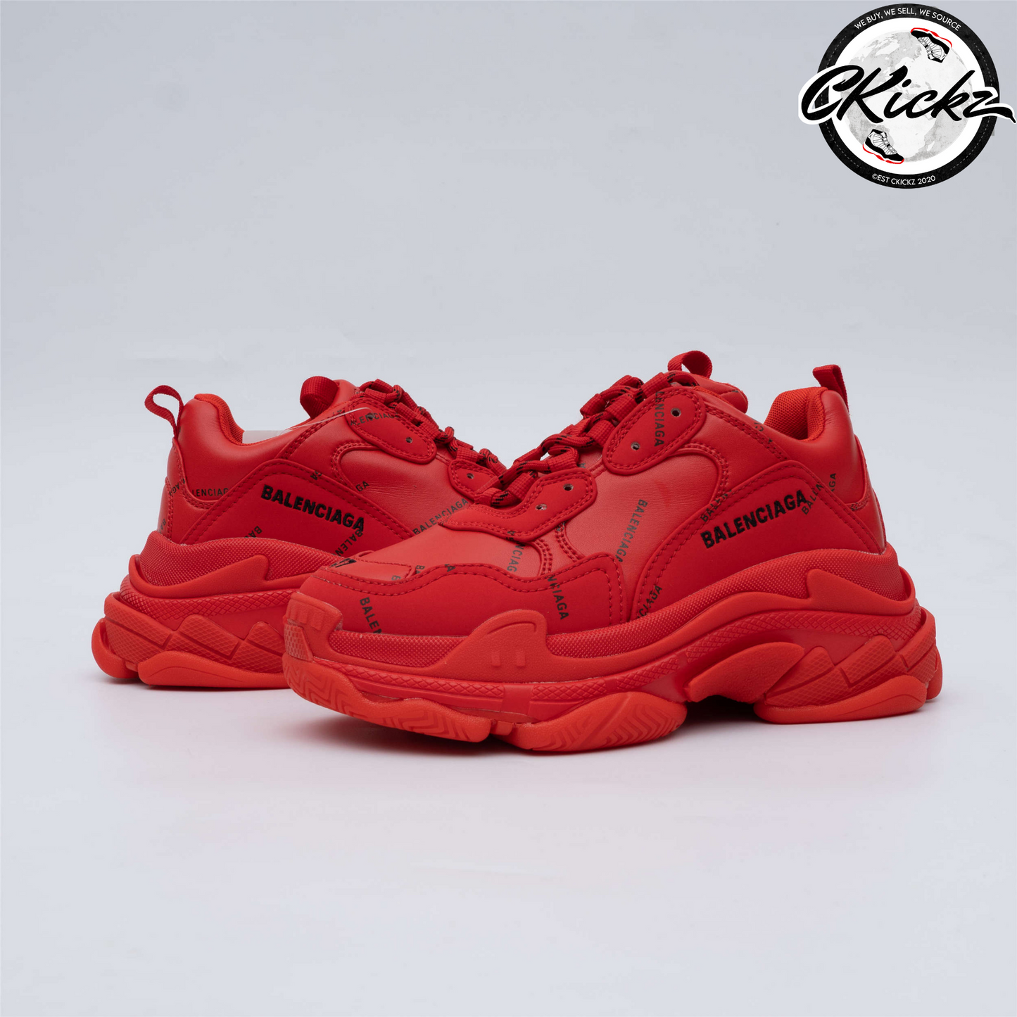 Balenci Triple S Allover Logo Red