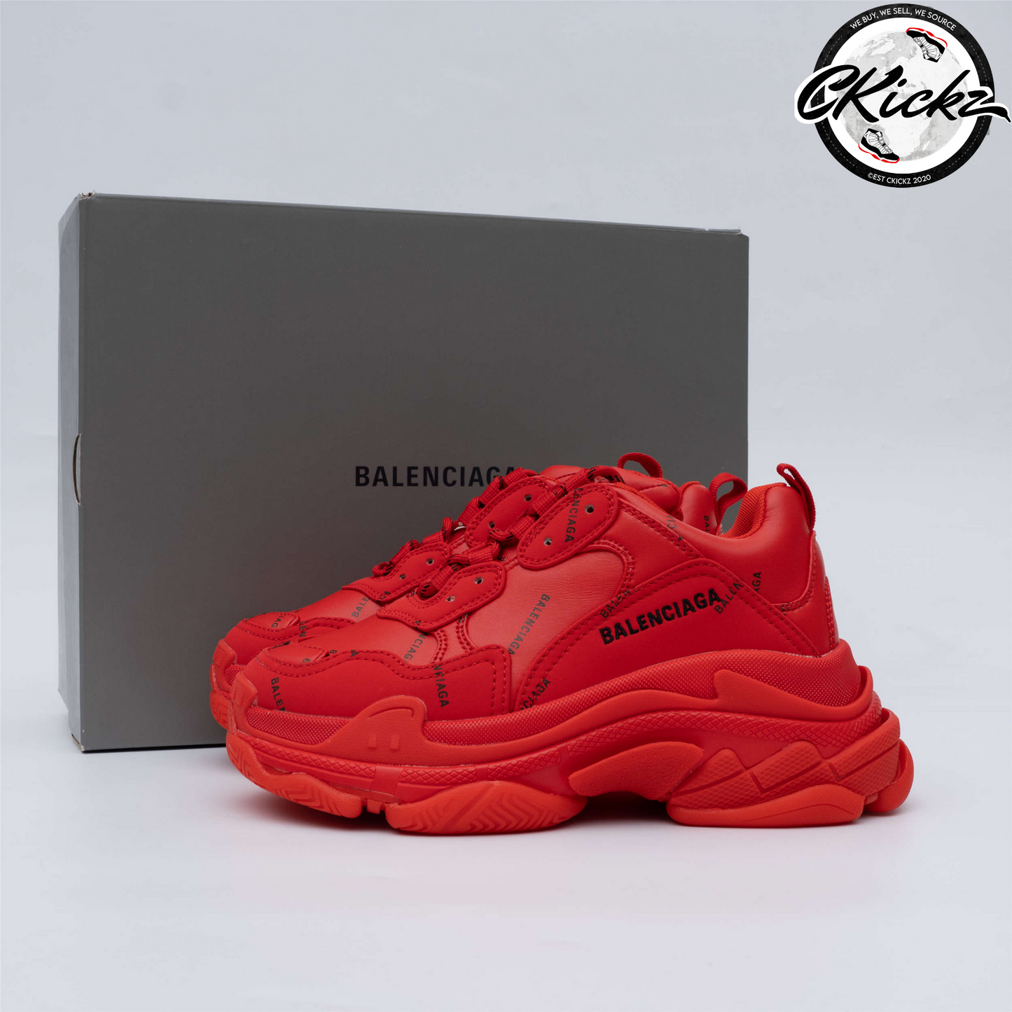 Balenci Triple S Allover Logo Red