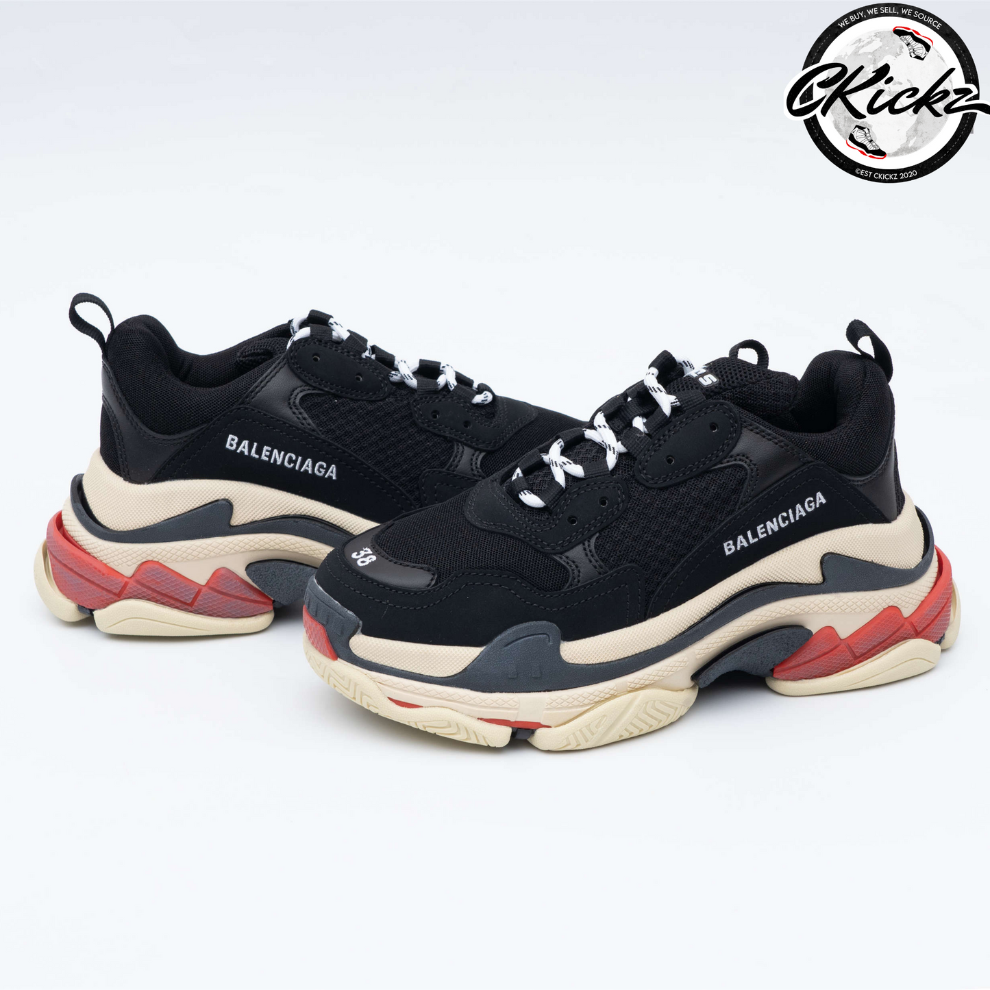 Balenci Triple S Black White Red
