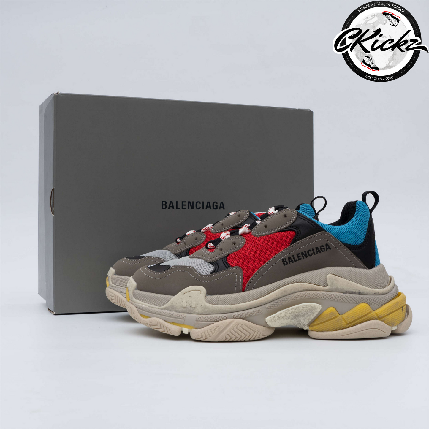 Balenci Triple S Grey Red Blue