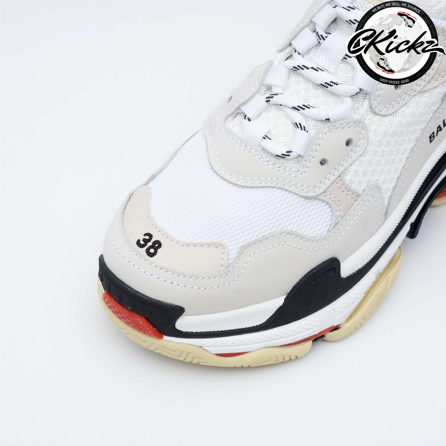 Balenci Triple S White Black Red