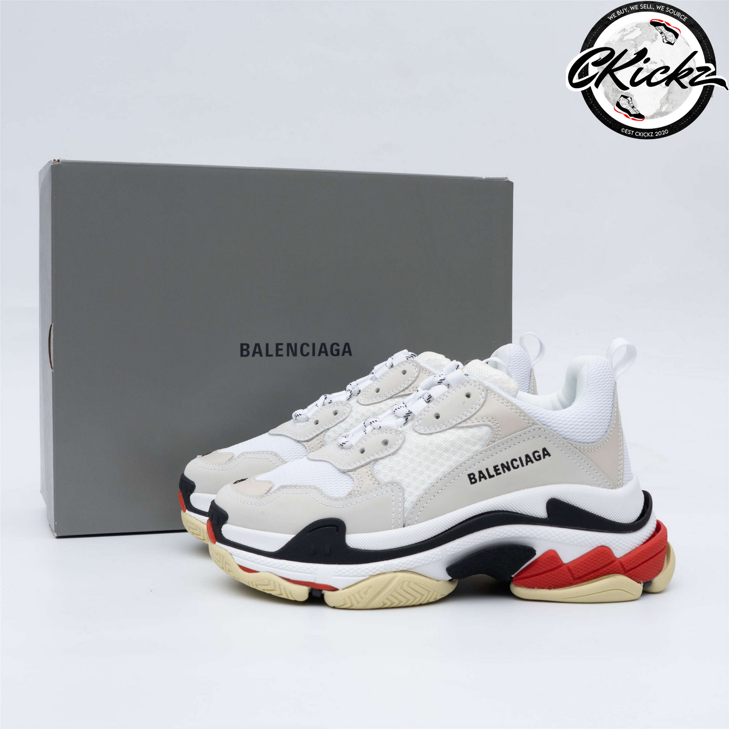 Balenci Triple S White Black Red