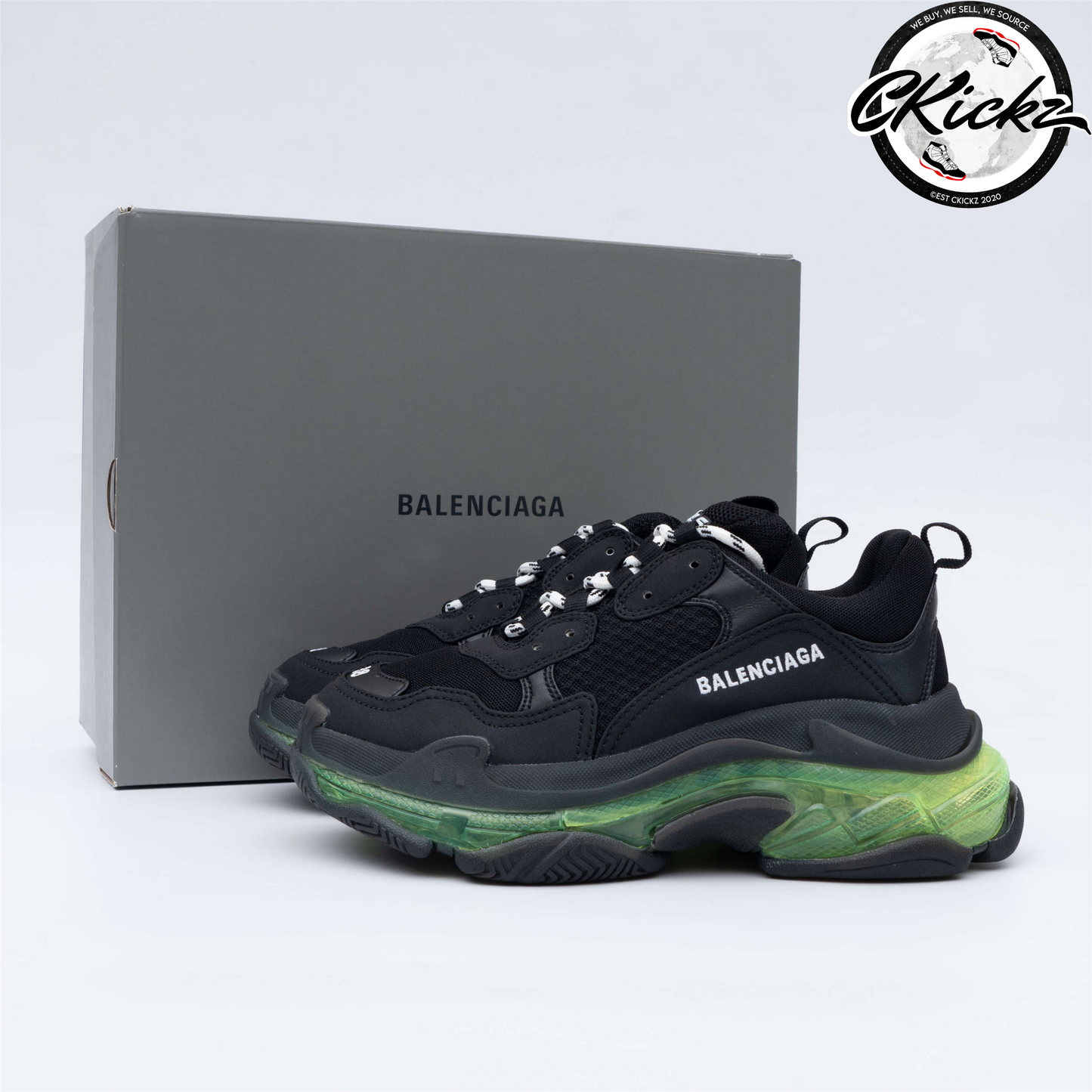 Balenci Triple S Black Yellow Fluo