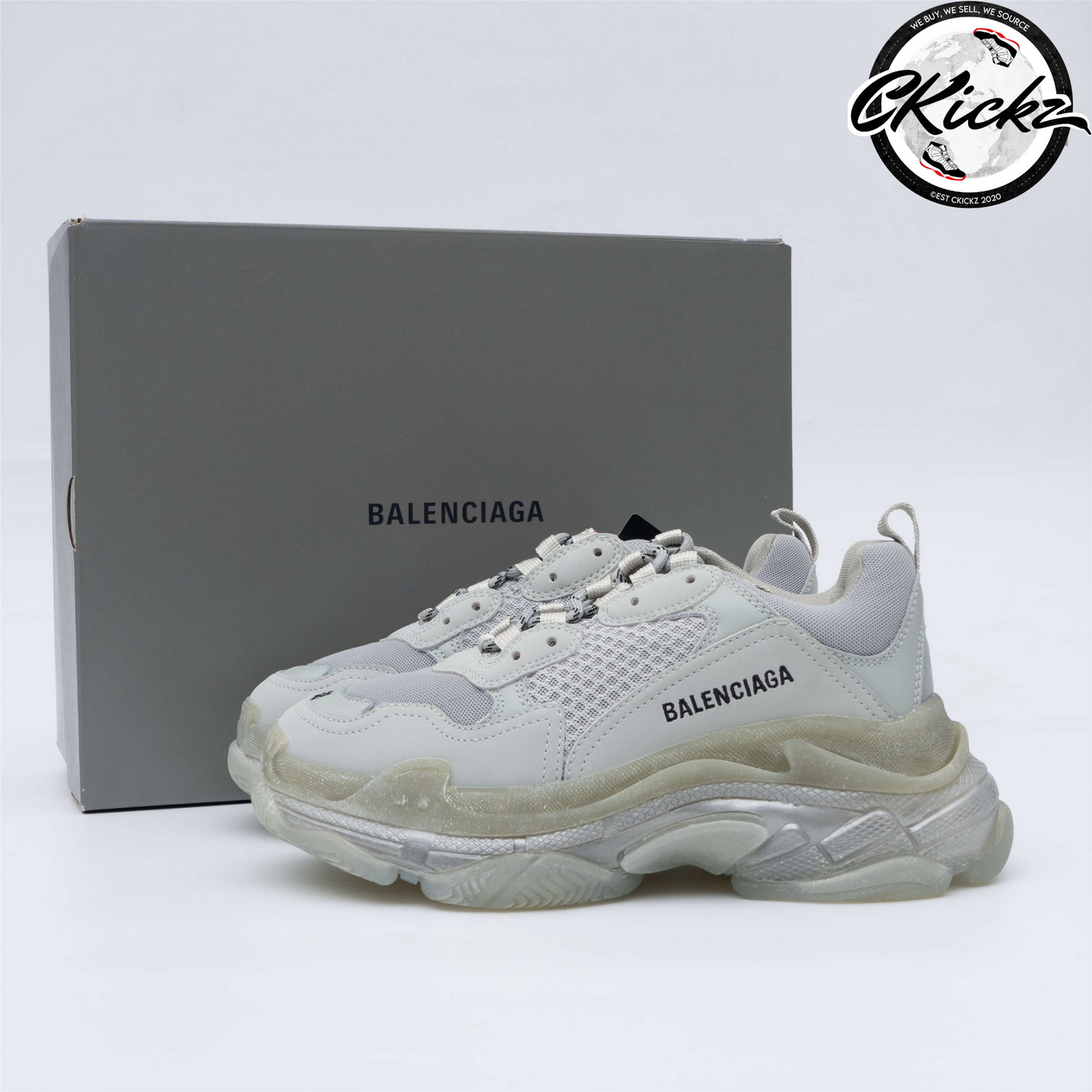 Balenci Triple S Clear Sole Grey