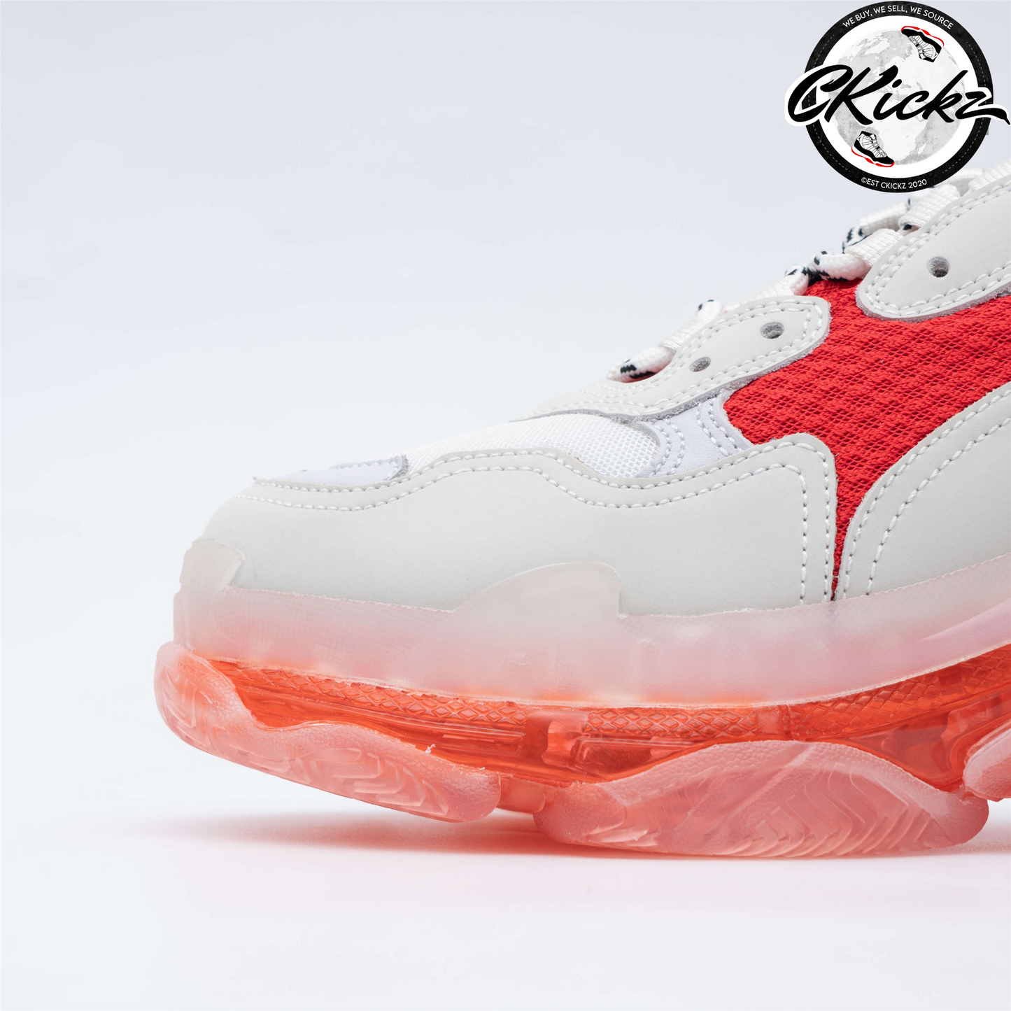 Balenci Triple S Clear Sole White Red