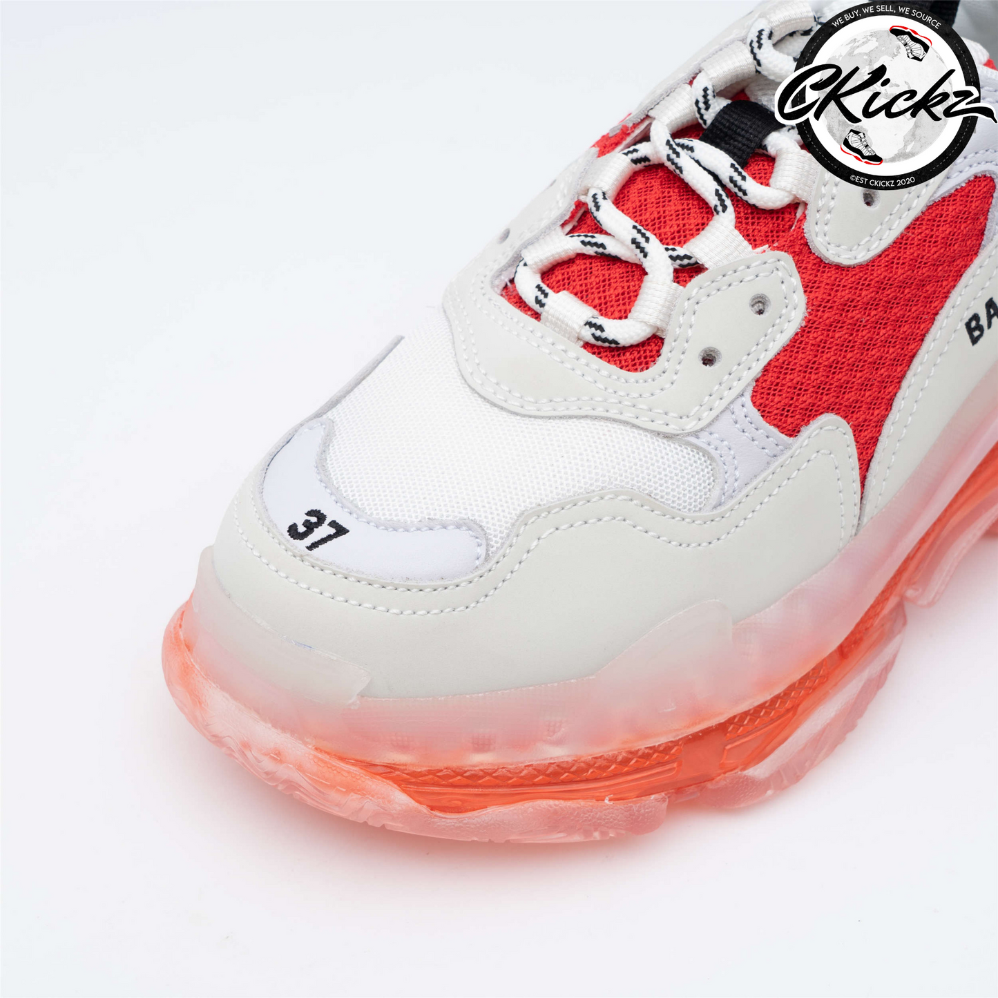 Balenci Triple S Clear Sole White Red